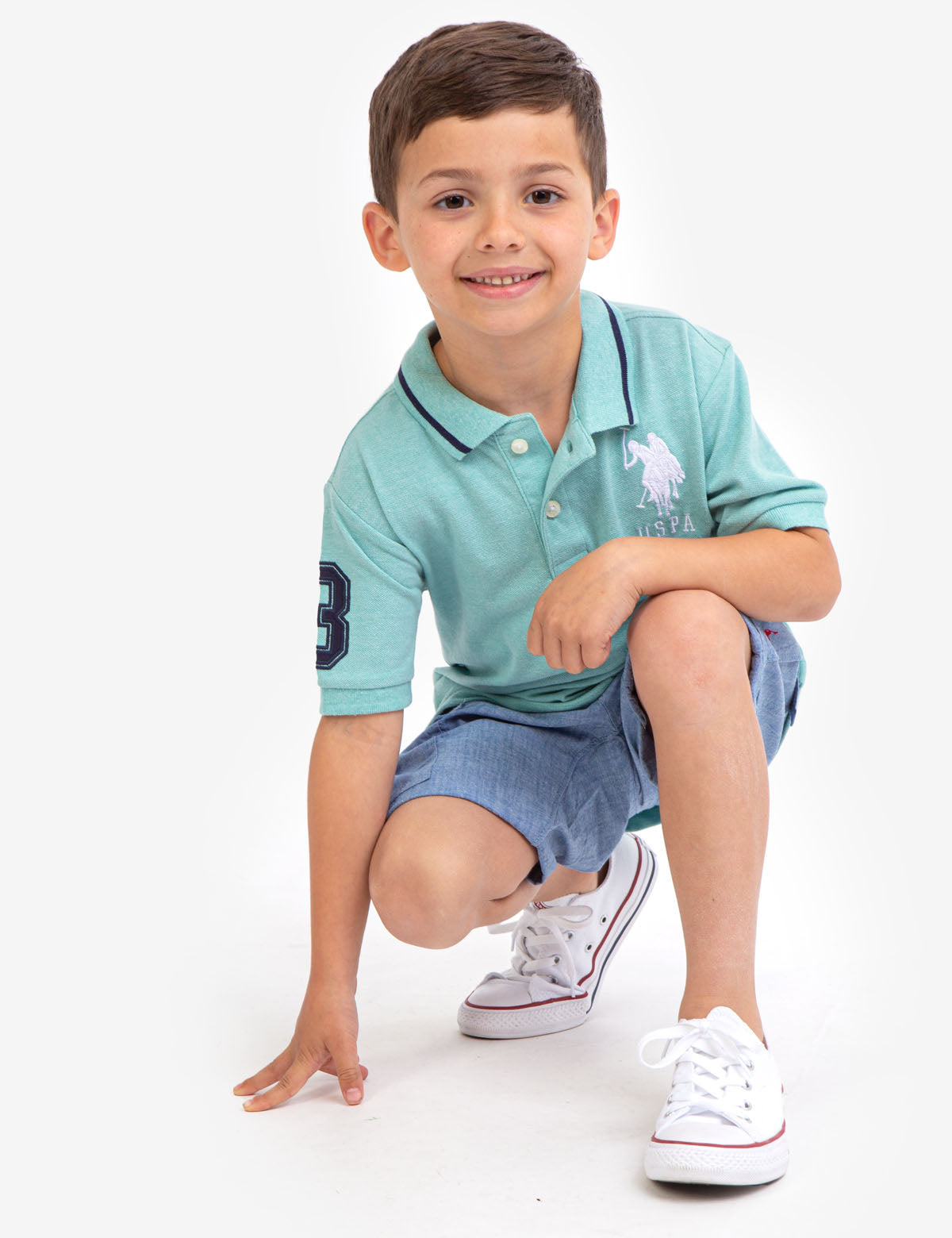 Boys' Solid Pique Polo Shirt with Button Placket & Short Sleeves