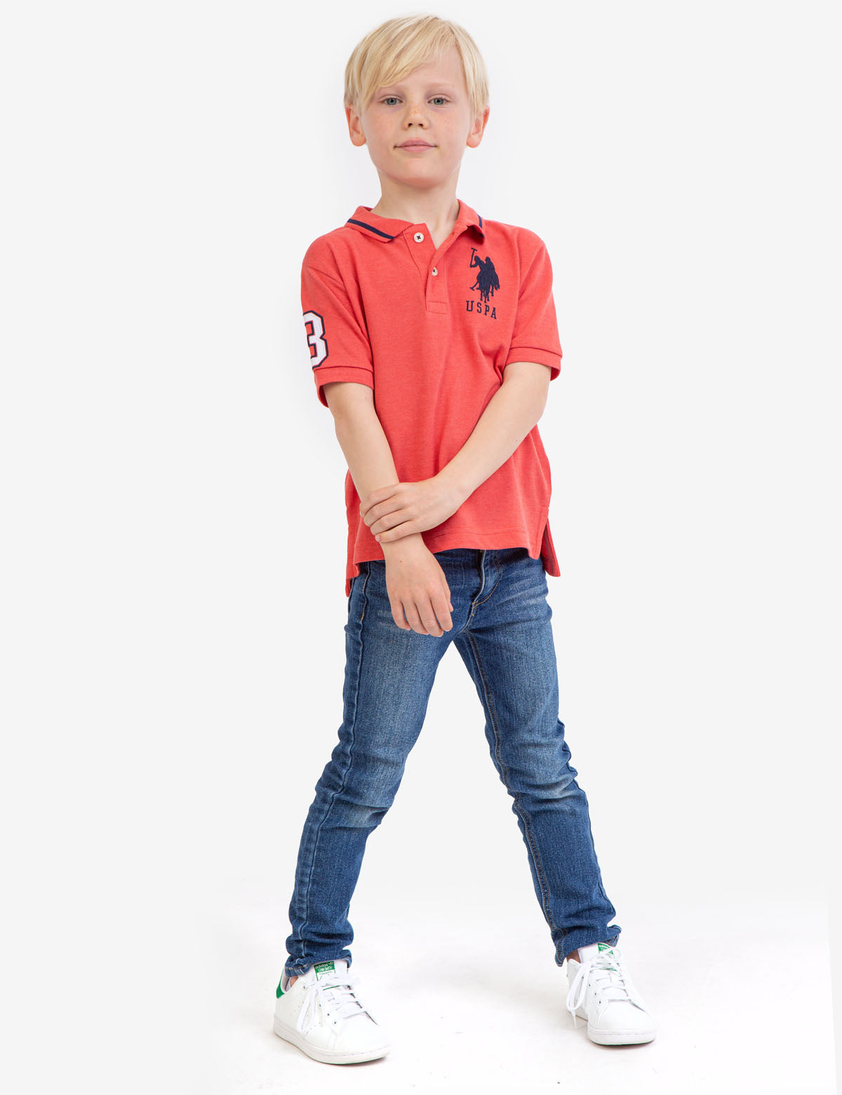 Boys' Solid Pique Polo Shirt with Button Placket & Short Sleeves