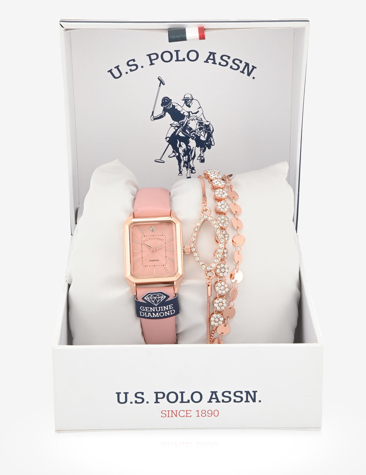 Pink Square Watch & Bracelet Set for Women | Elegant Ladies Gift
