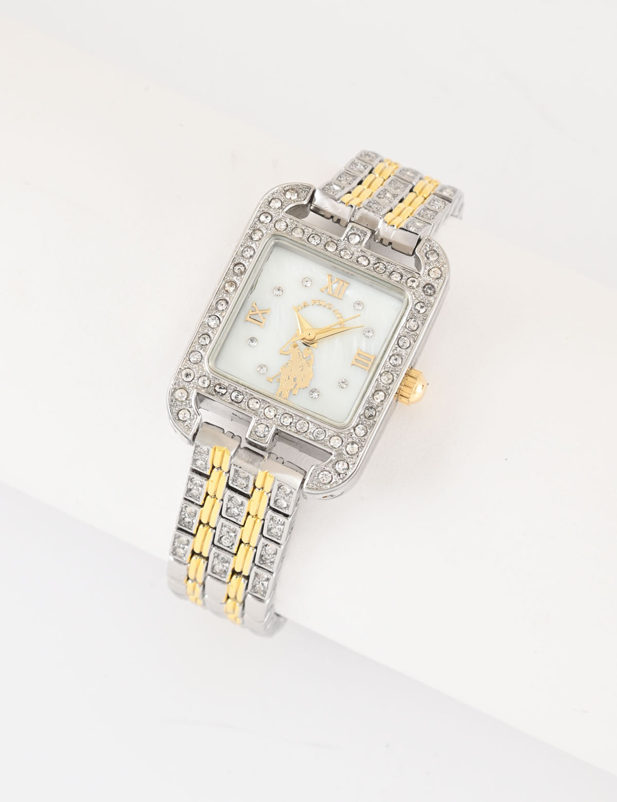 Two-Tone Crystal Bracelet Watch for Women | Rectangular Design