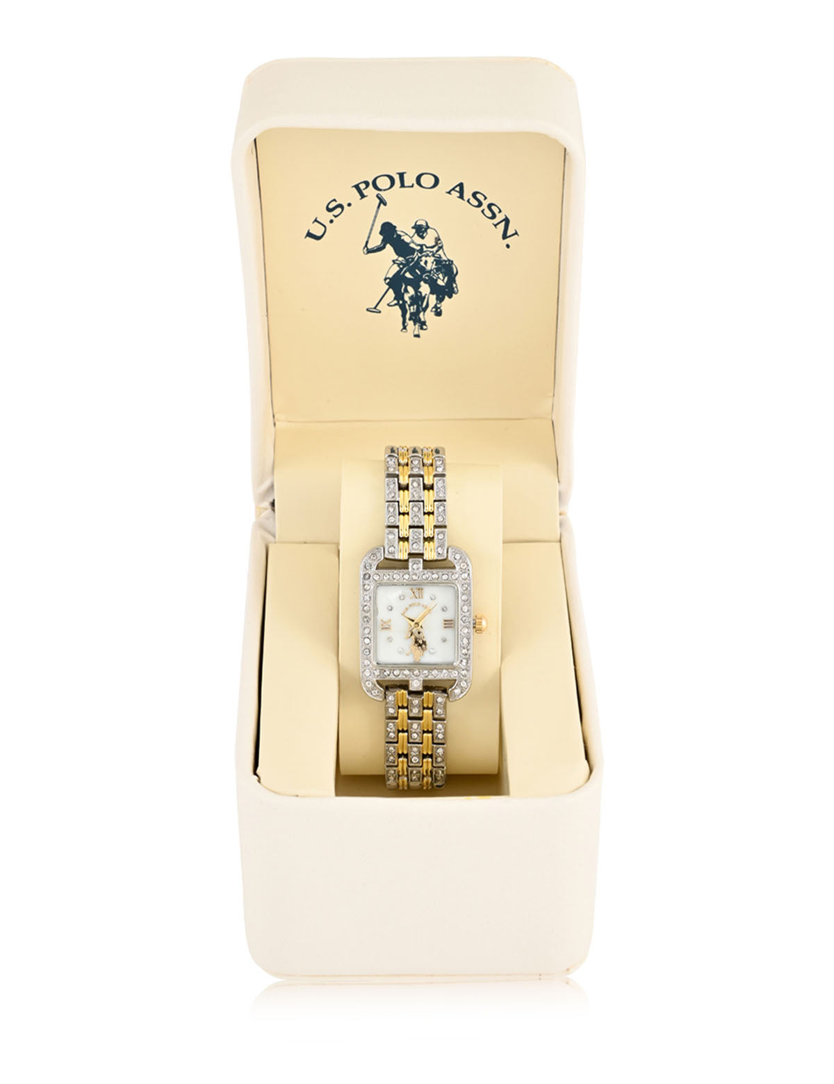 Two-Tone Crystal Bracelet Watch for Women | Rectangular Design