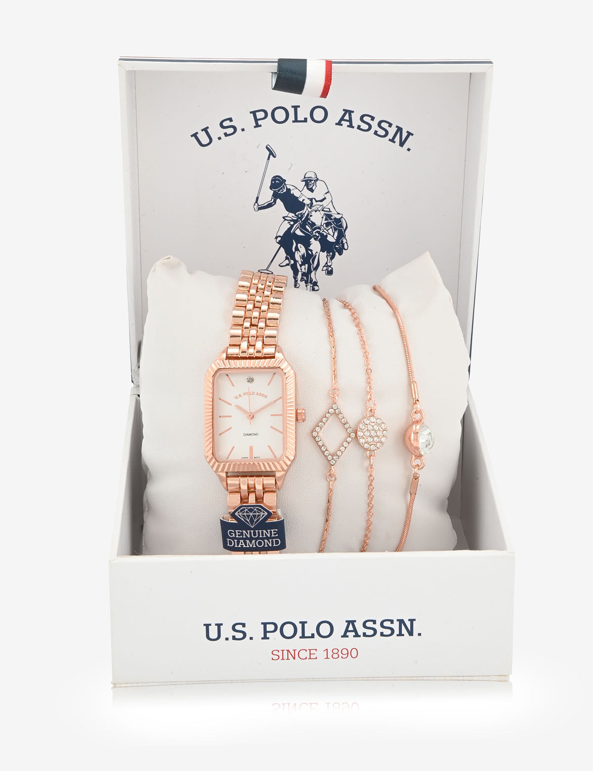 Rose Gold Square Watch & Bracelet Set for Women | Elegant Jewelry