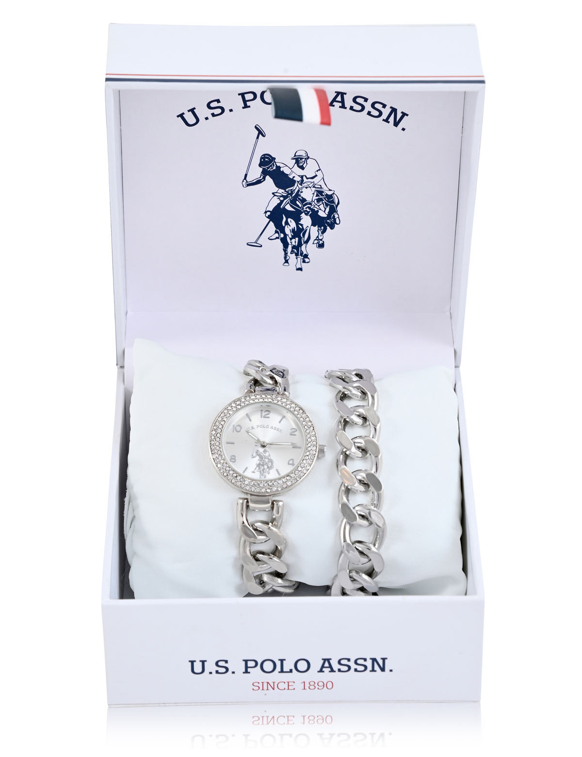 Silver Chain Watch & Bracelet Set for Women | Elegant Jewelry Combo