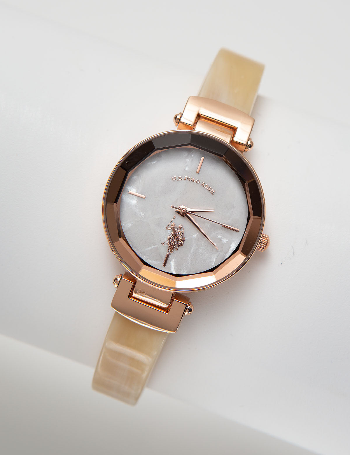 Tortoise Resin Bangle Watch for Women with White Dial | U.S. Polo Assn.