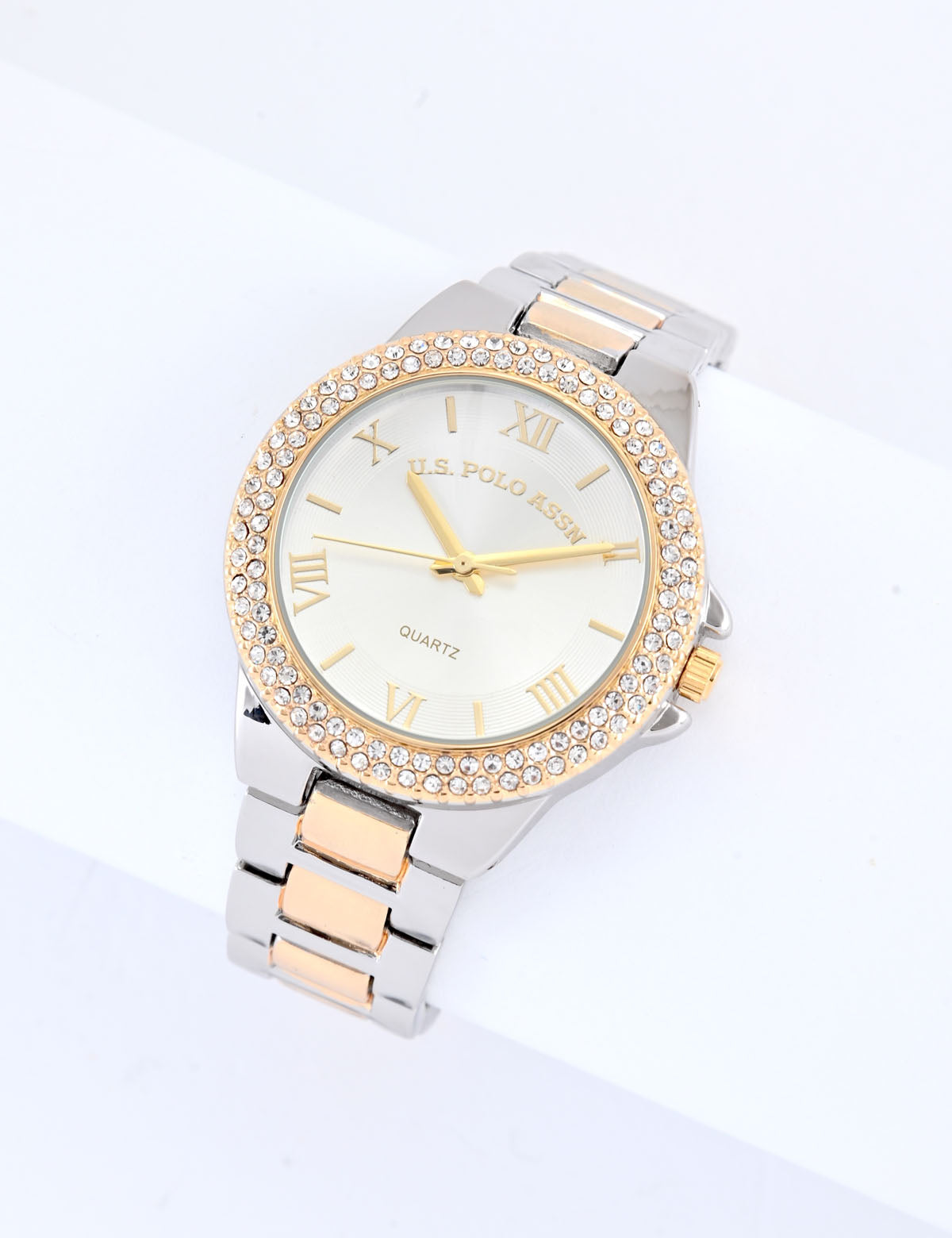 Two-Tone Embellished Women's Watch | Elegant Ladies Timepiece