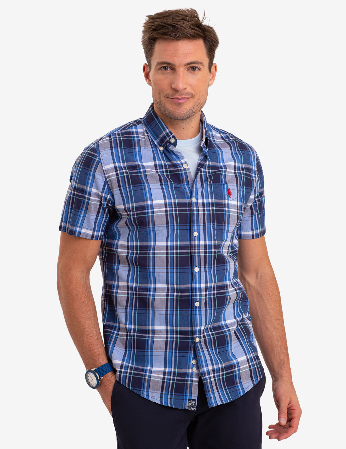 Madras Plaid Short Sleeve Shirt for Men | 100% Cotton Classic Fit