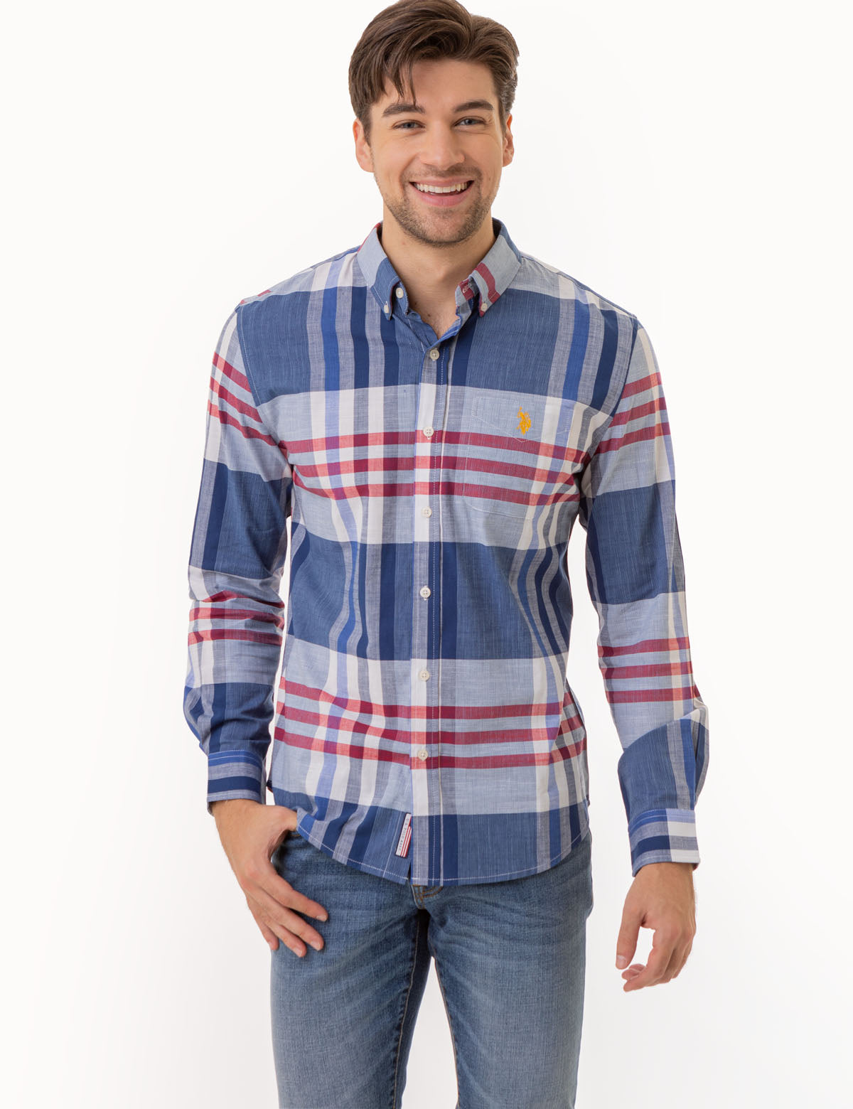 Classic Plaid Long Sleeve Shirt for Men | Cotton Blend & Button Closure