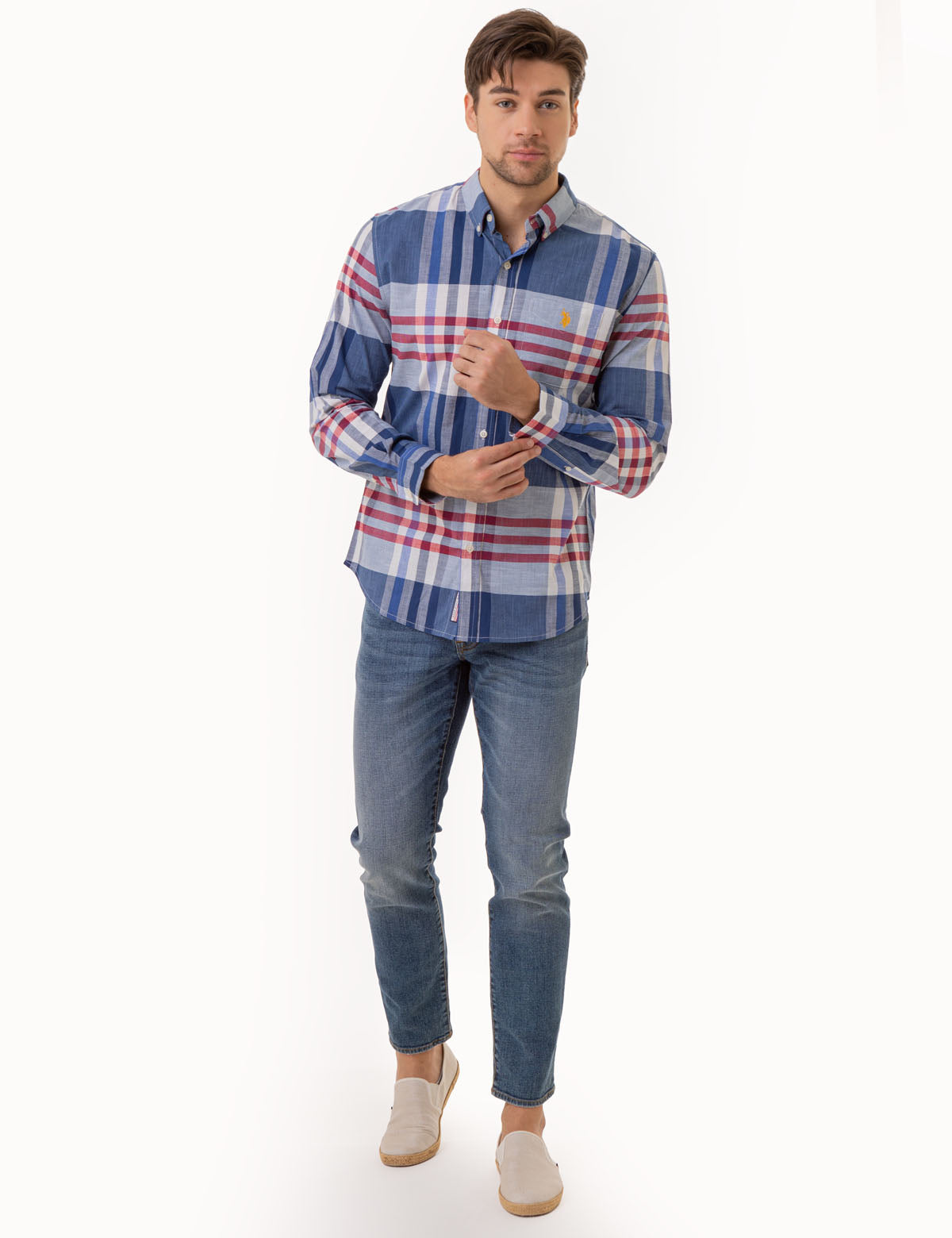 Classic Plaid Long Sleeve Shirt for Men | Cotton Blend & Button Closure