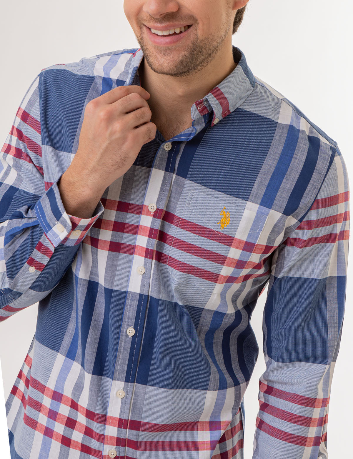 Classic Plaid Long Sleeve Shirt for Men | Cotton Blend & Button Closure