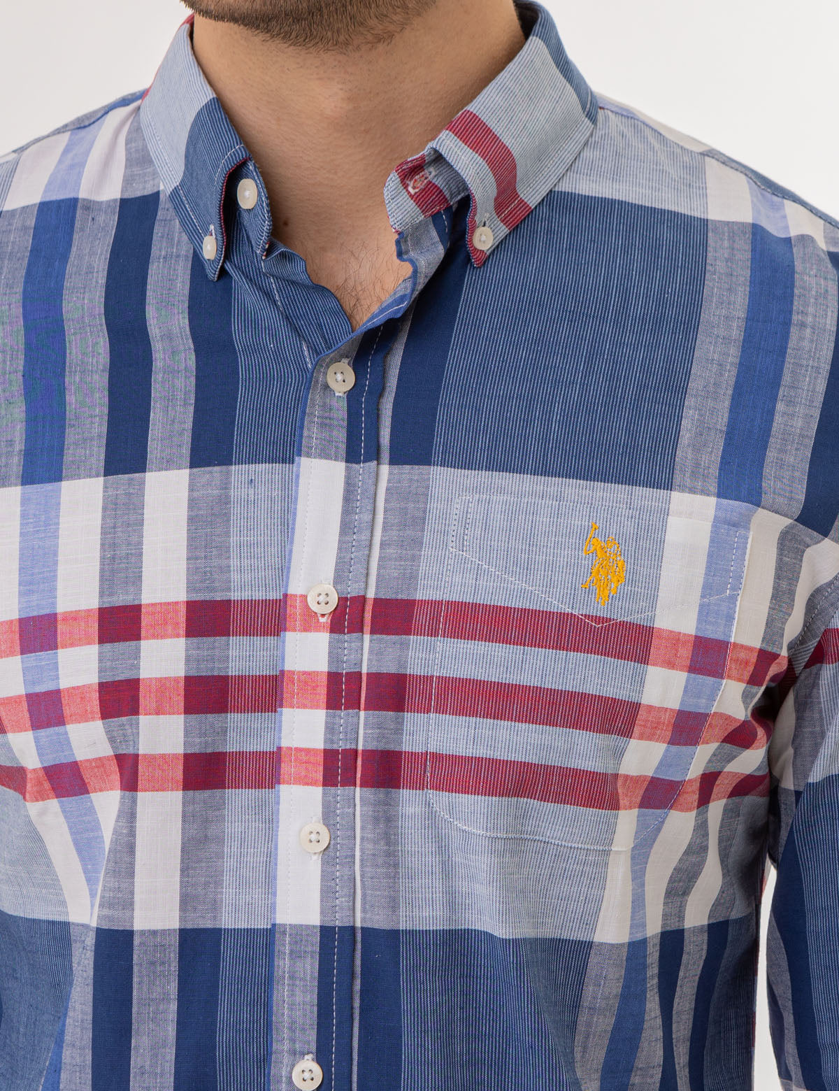 Classic Plaid Long Sleeve Shirt for Men | Cotton Blend & Button Closure