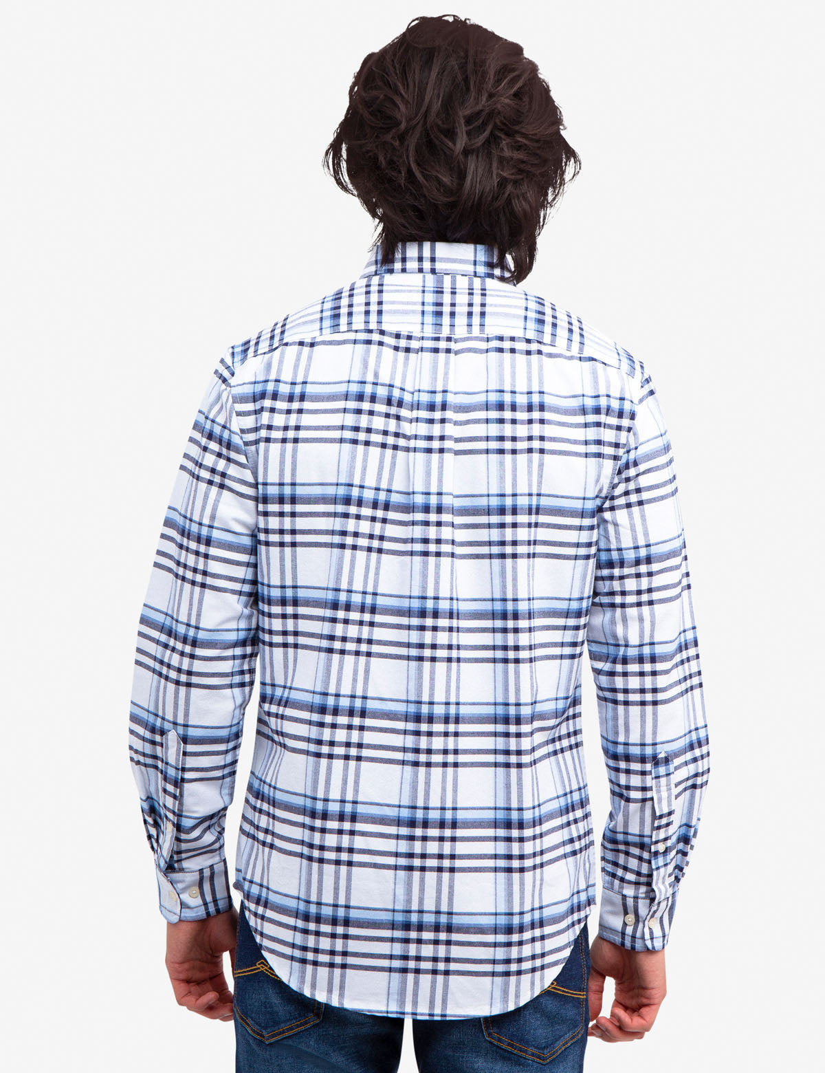 Large Plaid Oxford Shirt with Button Front & Patch Pocket