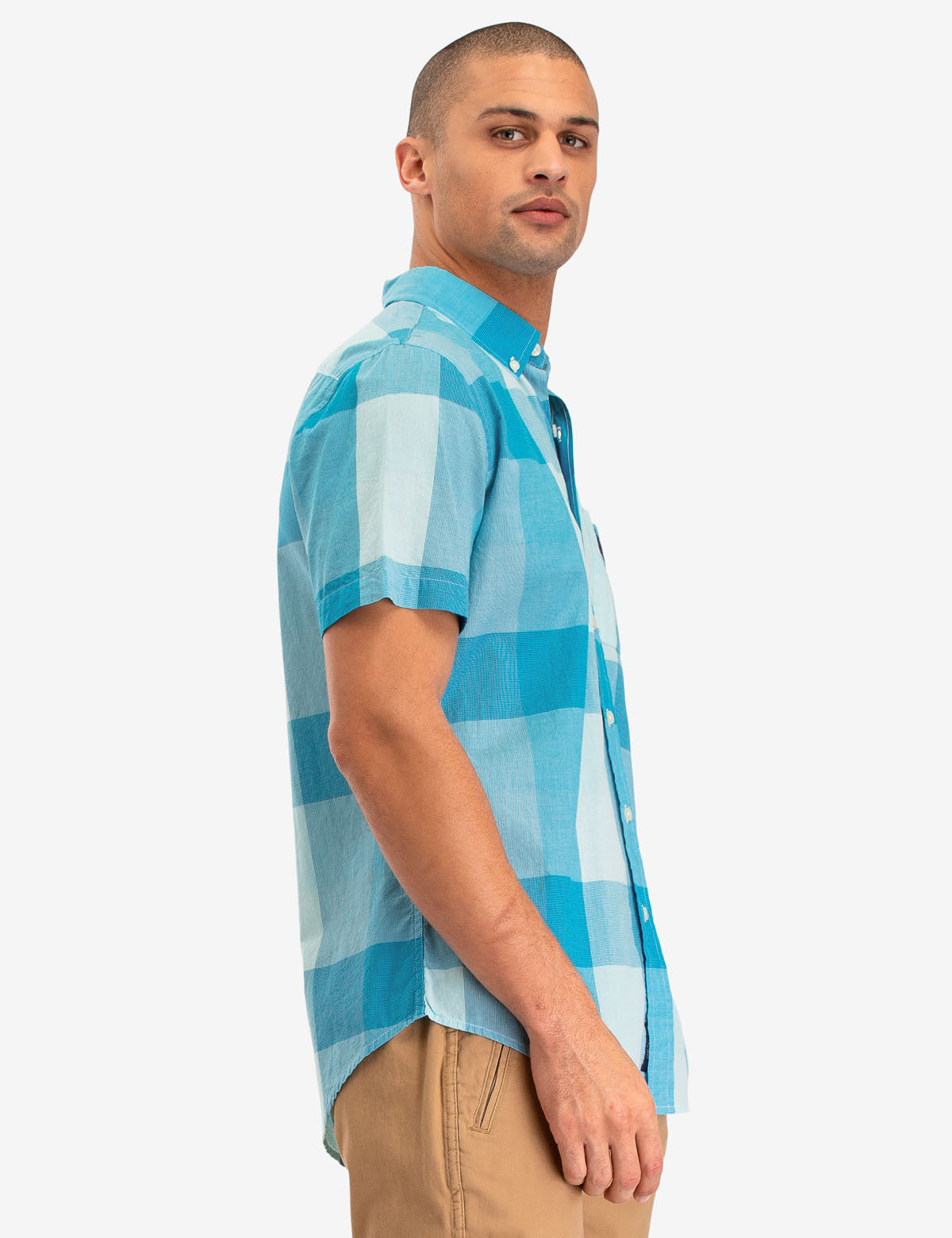 Large Plaid Short Sleeve Shirt for Men | 100% Cotton Button-Up