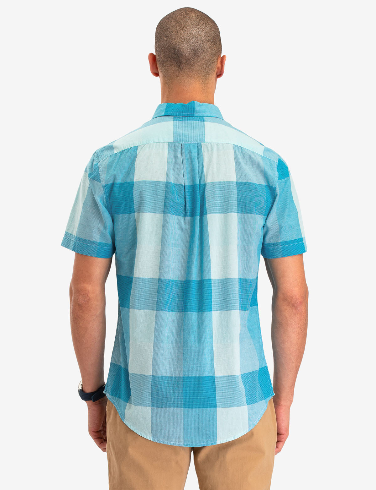 Large Plaid Short Sleeve Shirt for Men | 100% Cotton Button-Up