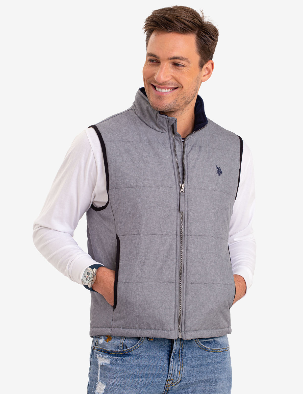 Lightweight Puffer Vest for Layering | USPA Zip-Up Polyester