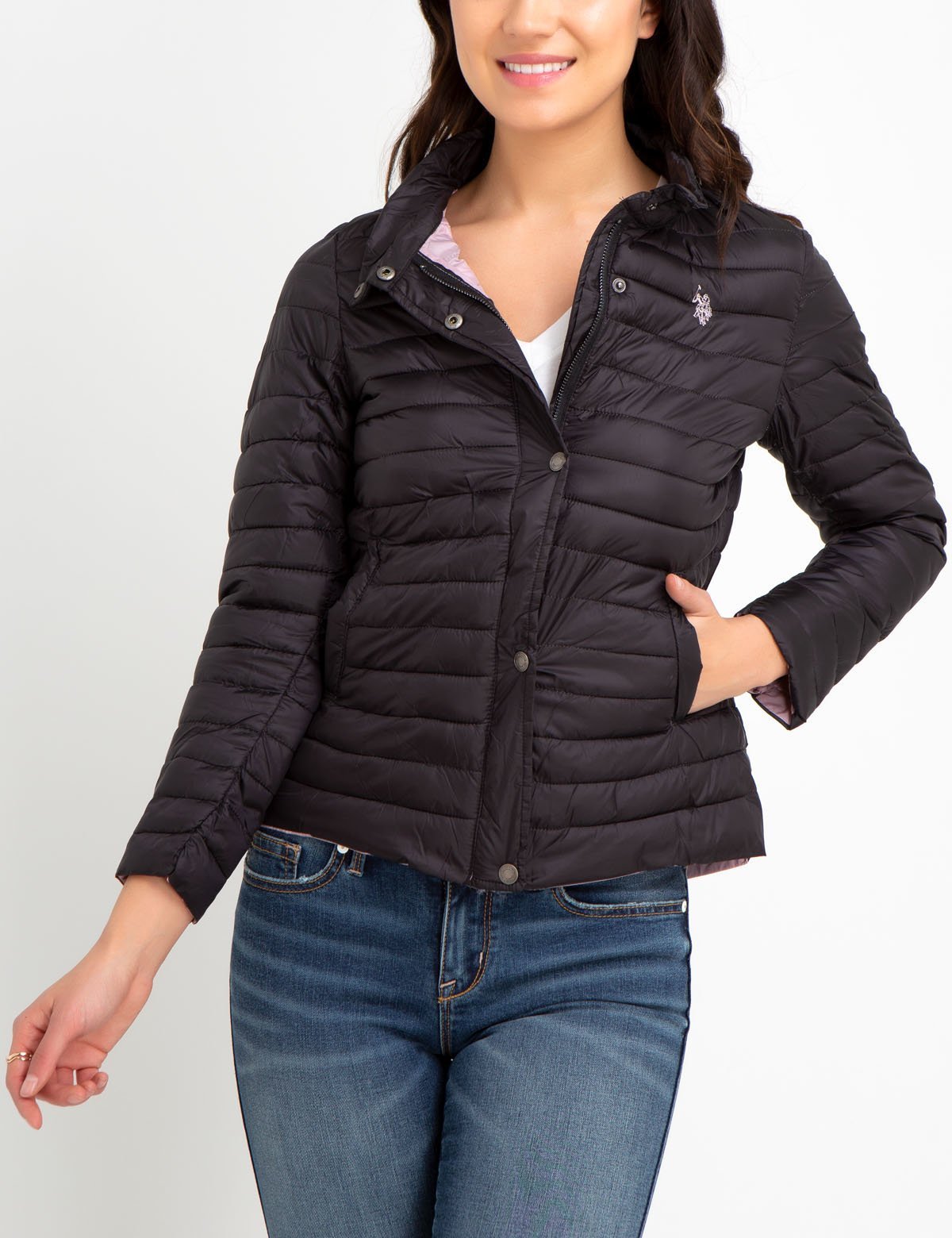 Lightweight Puffer Jacket with Drawstring Waist | Nylon Outerwear