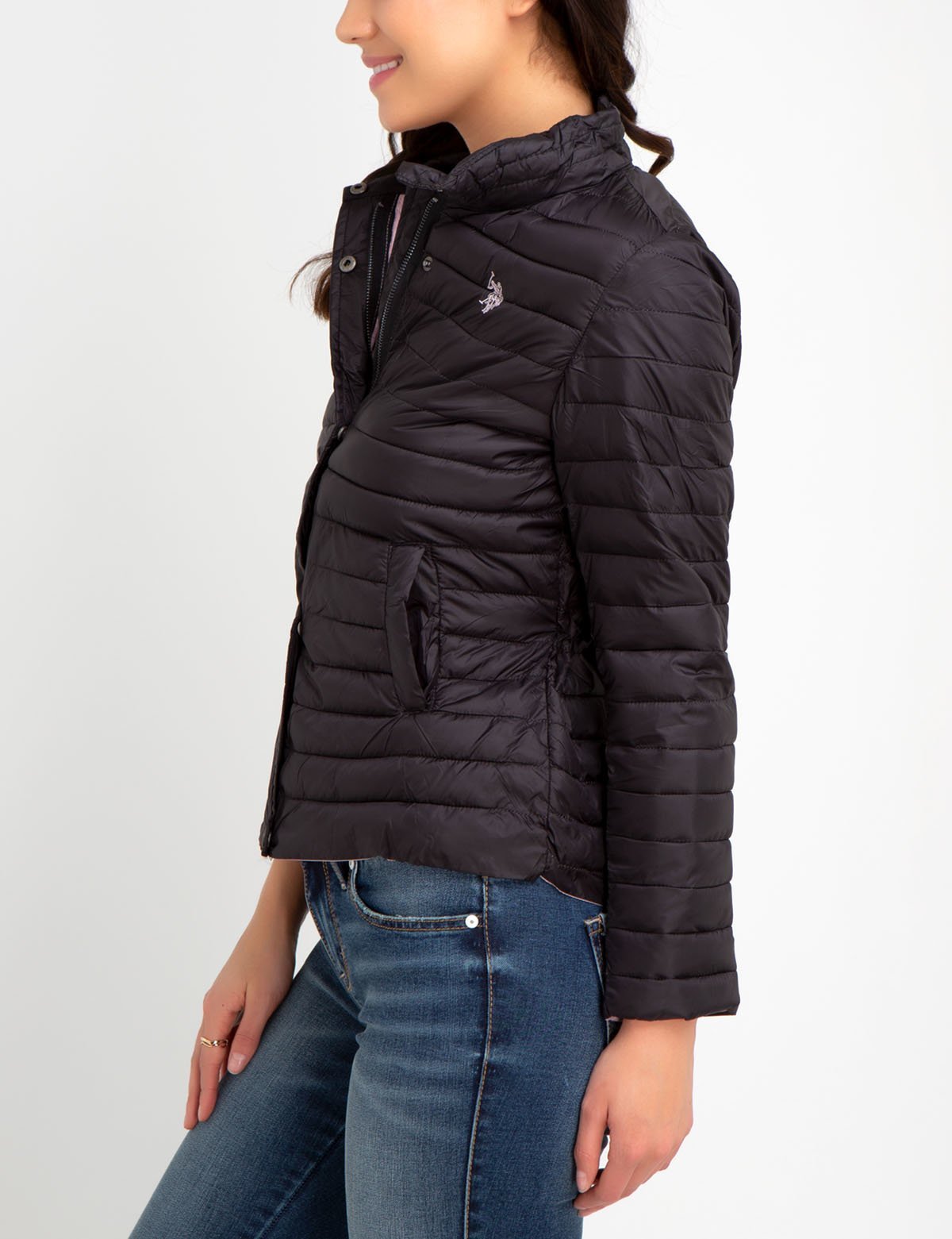 Lightweight Puffer Jacket with Drawstring Waist | Nylon Outerwear