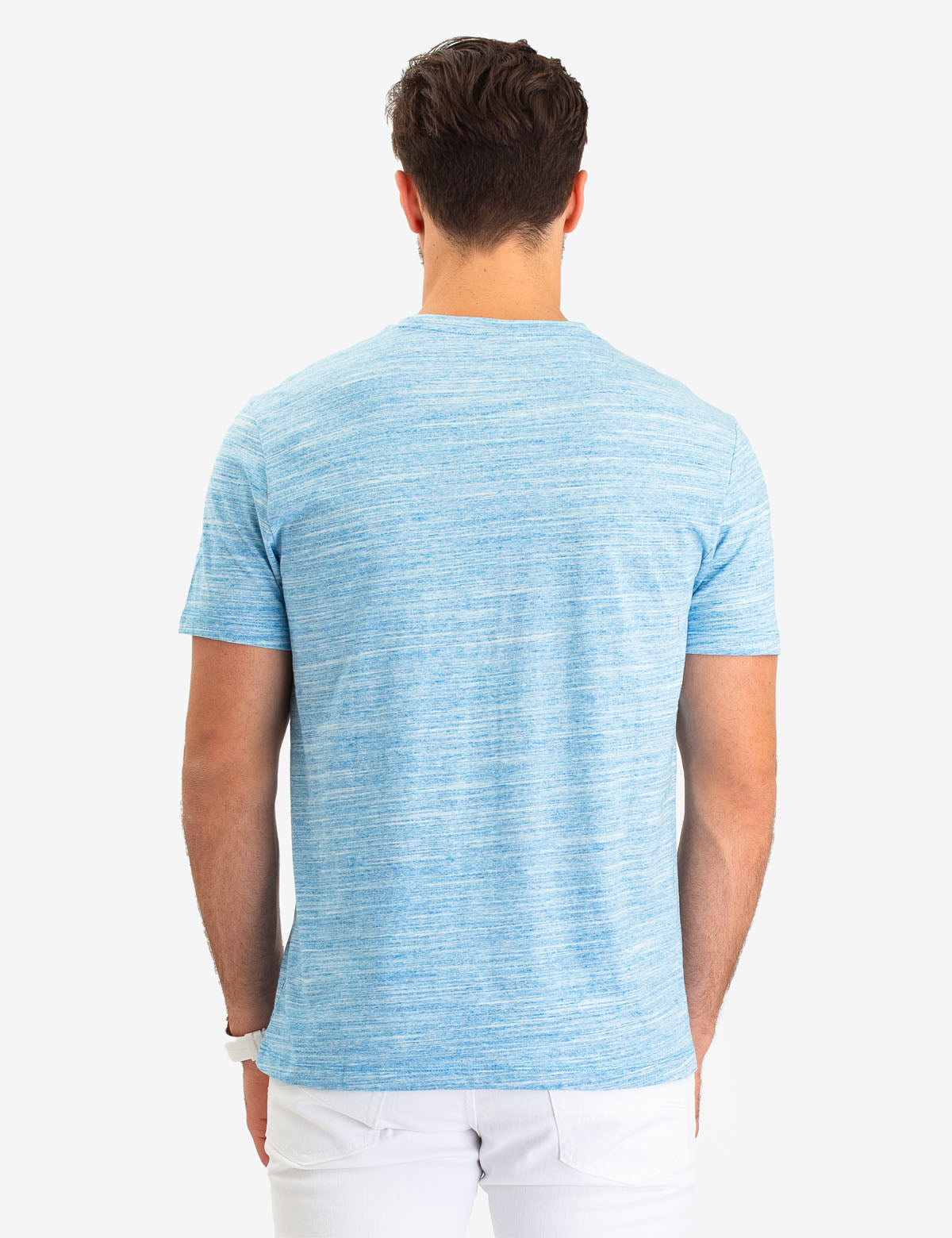 Space Dye V-Neck T-Shirt with Logo Detail | Linear