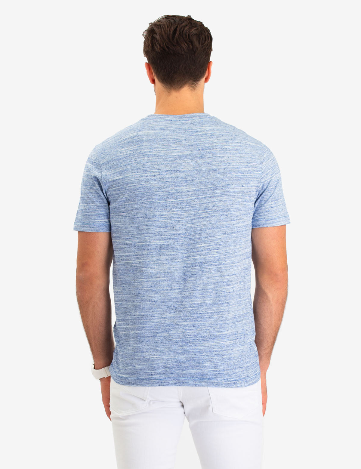 Space Dye V-Neck T-Shirt with Logo Detail | Linear