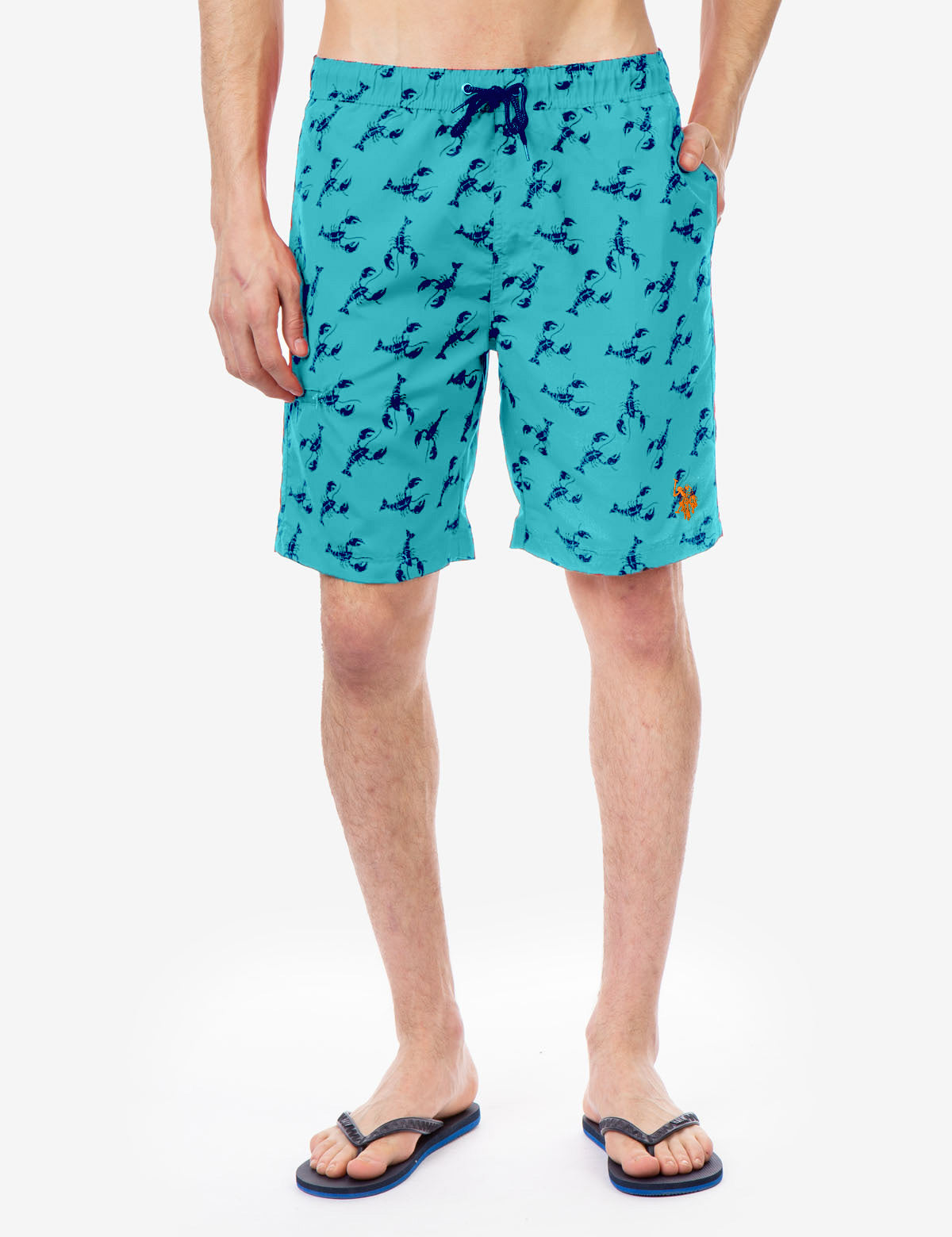 Lobster Print Swim Trunks with Elastic Waistband | 7" Inseam