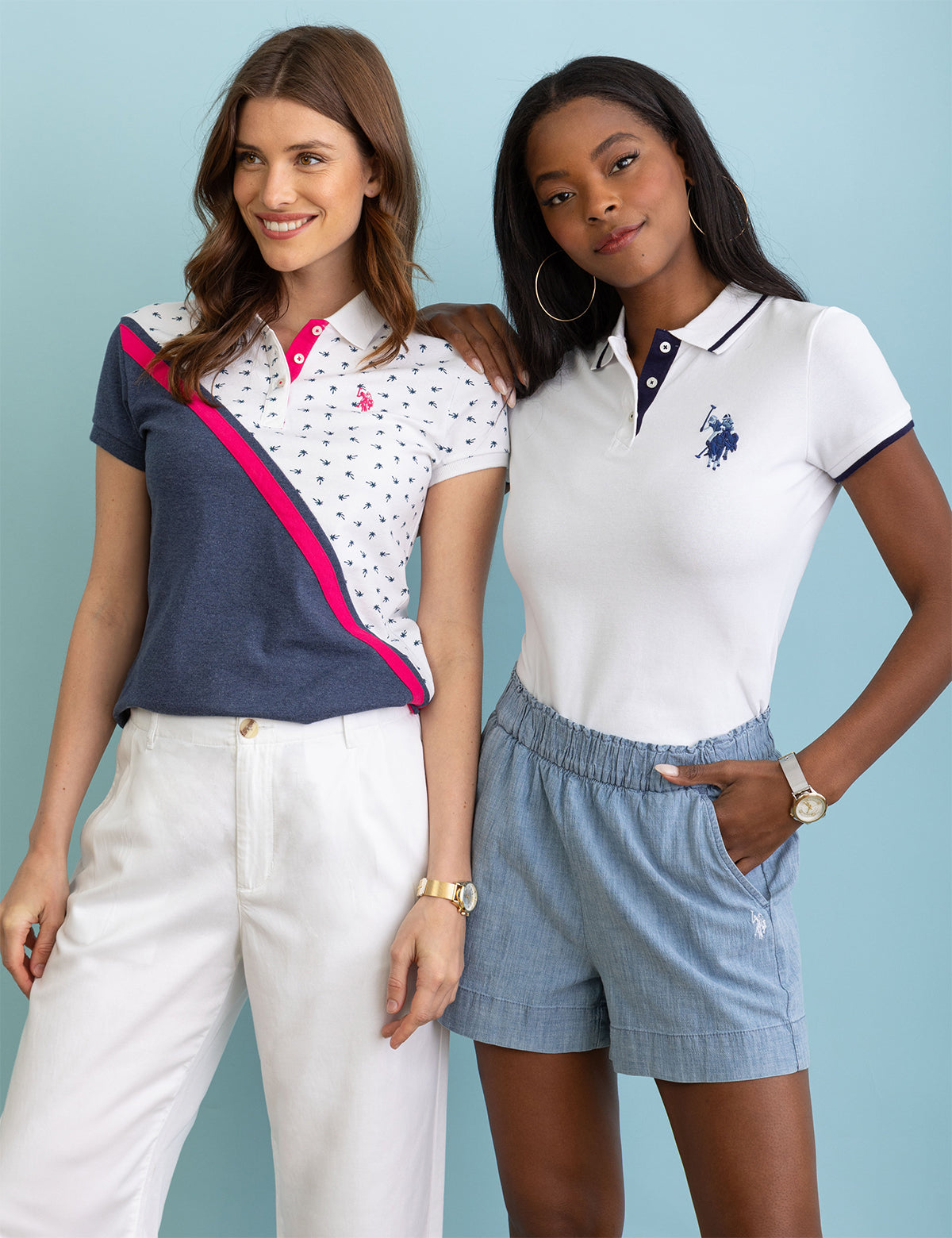 Colorblock Polo Shirt with Diagonal Design | Ditsy