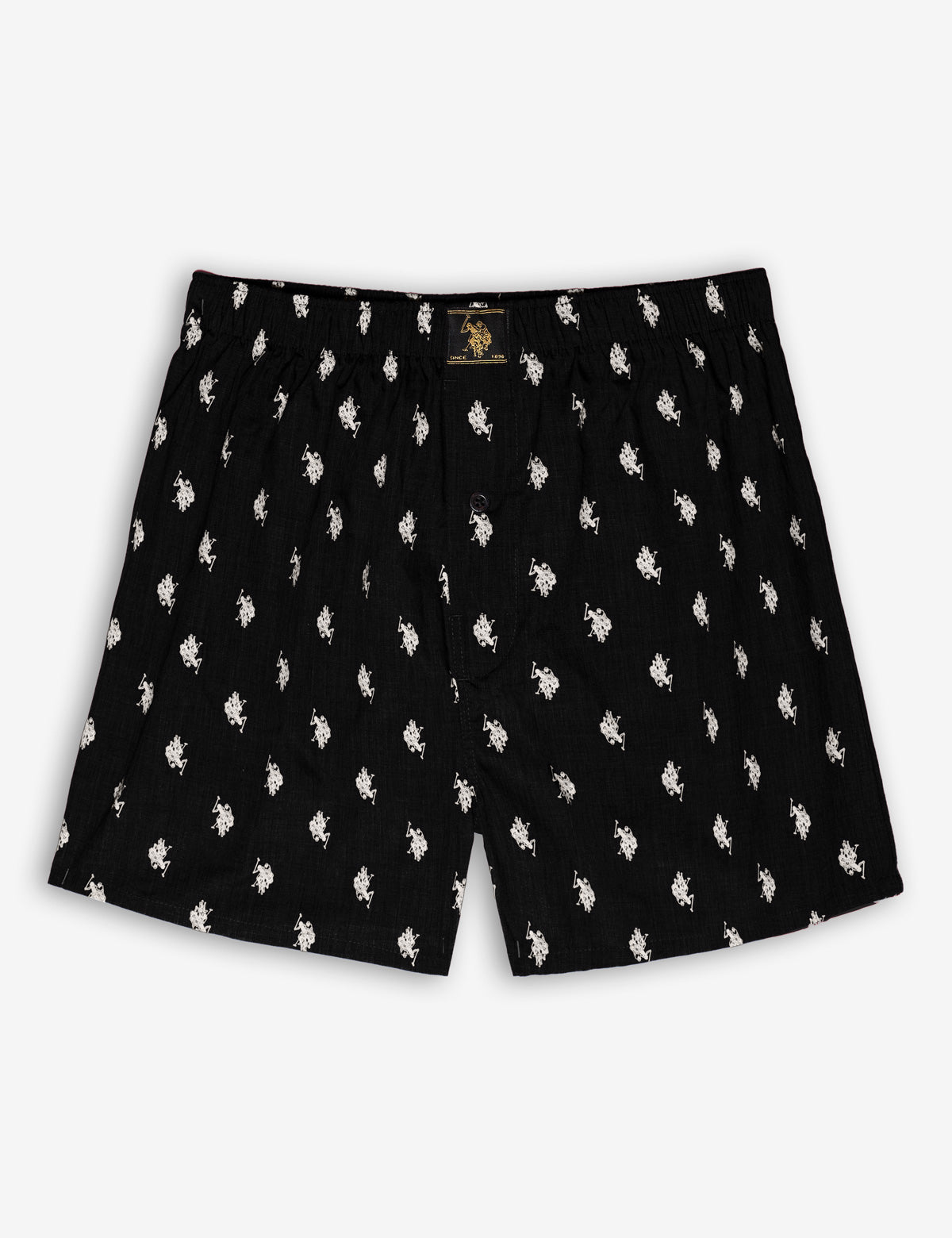 Logo Woven Cotton Boxer Briefs with Button Fly | Polo Player Print