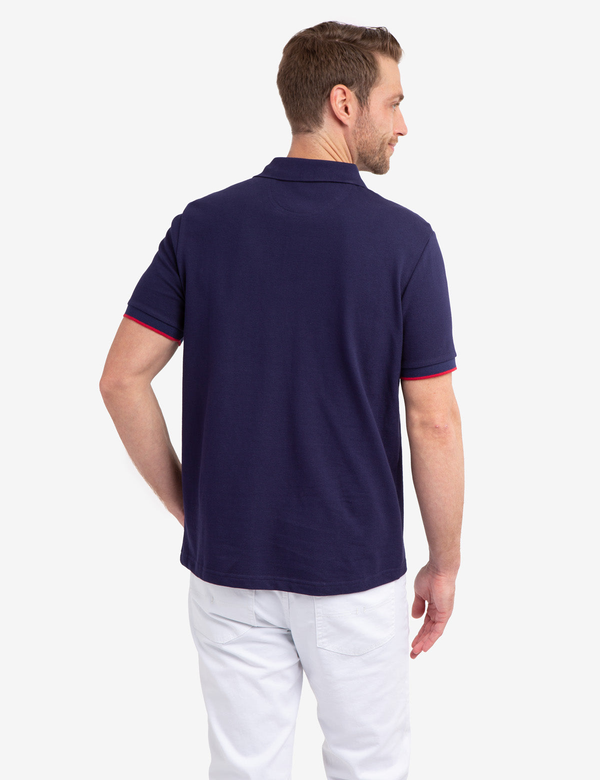 Classic Stripe Pique Polo Shirt for Men | 100% Cotton & Ribbed Cuffs