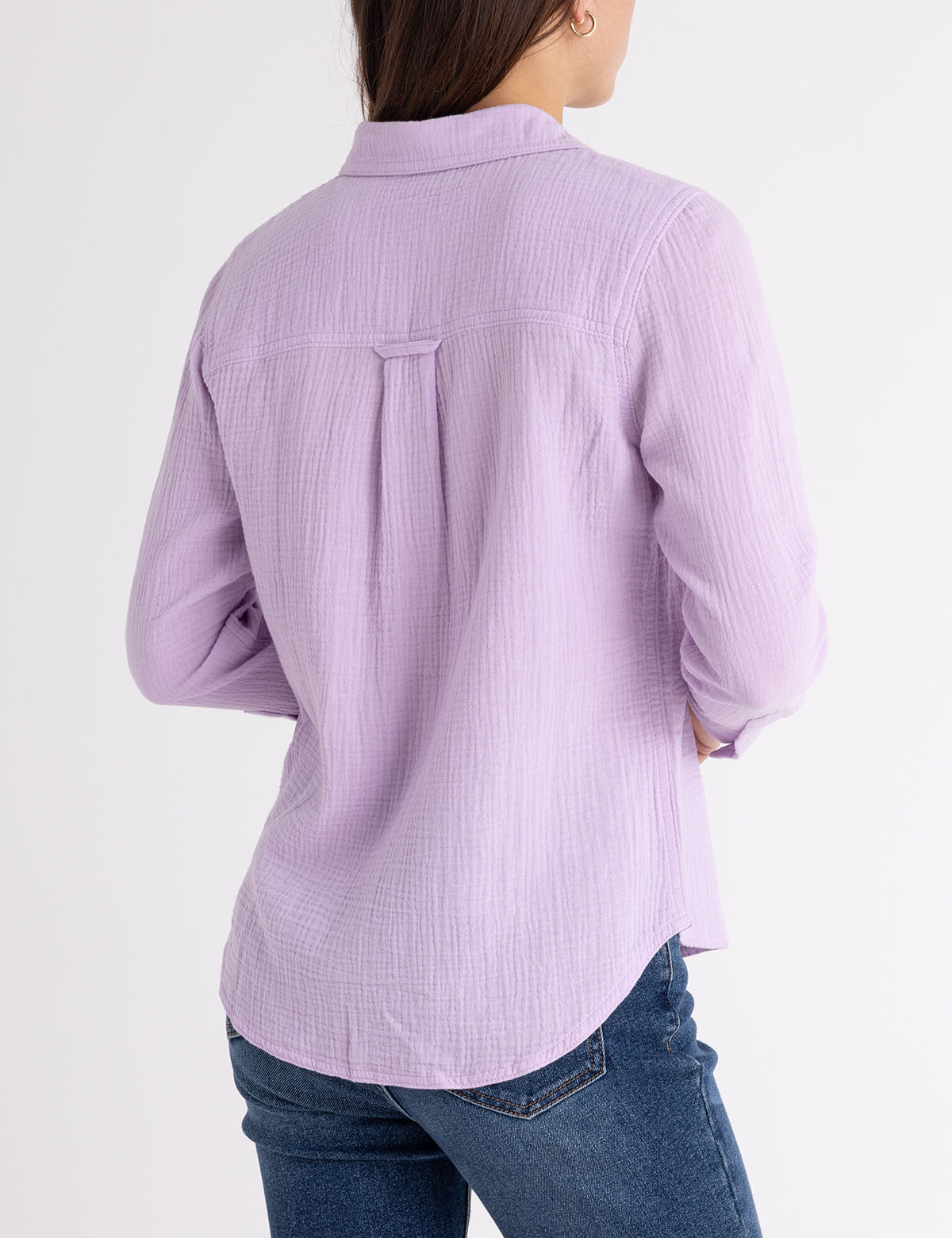 Long Sleeve Crinkle Gauze Shirt | Lightweight & Breathable