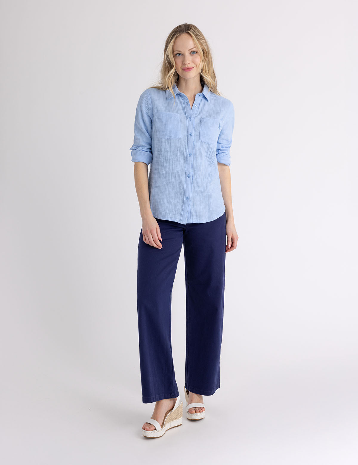 Long Sleeve Crinkle Gauze Shirt | Lightweight & Breathable