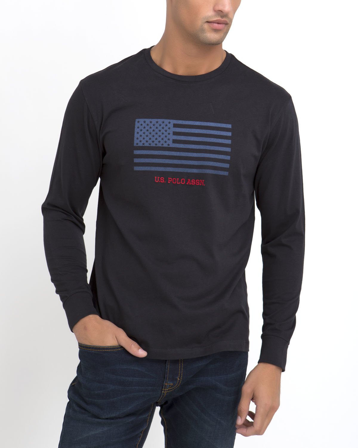 U.S. Flag Long Sleeve Cotton T-Shirt | U.S. Polo Assn.