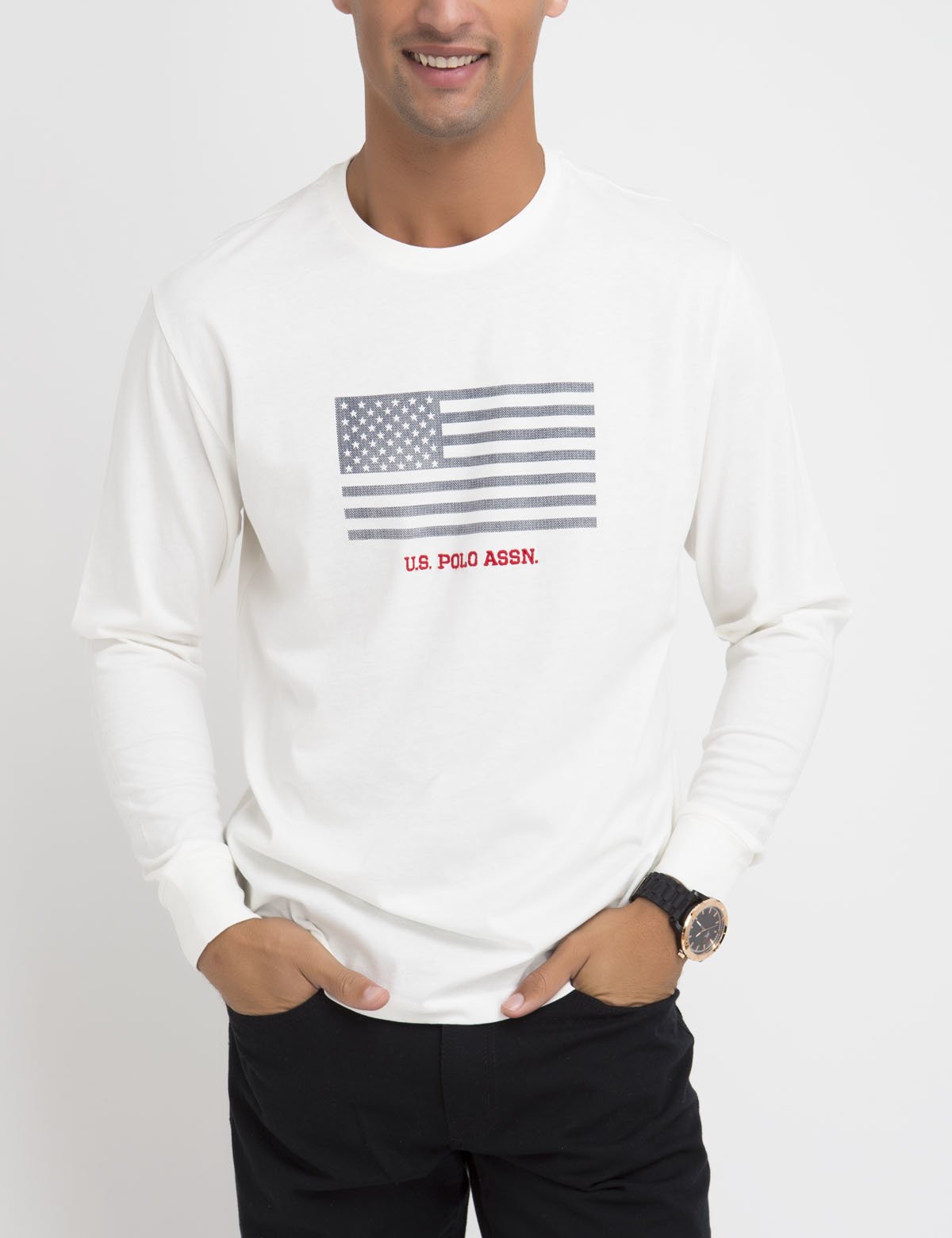 U.S. Flag Long Sleeve Cotton T-Shirt | U.S. Polo Assn.
