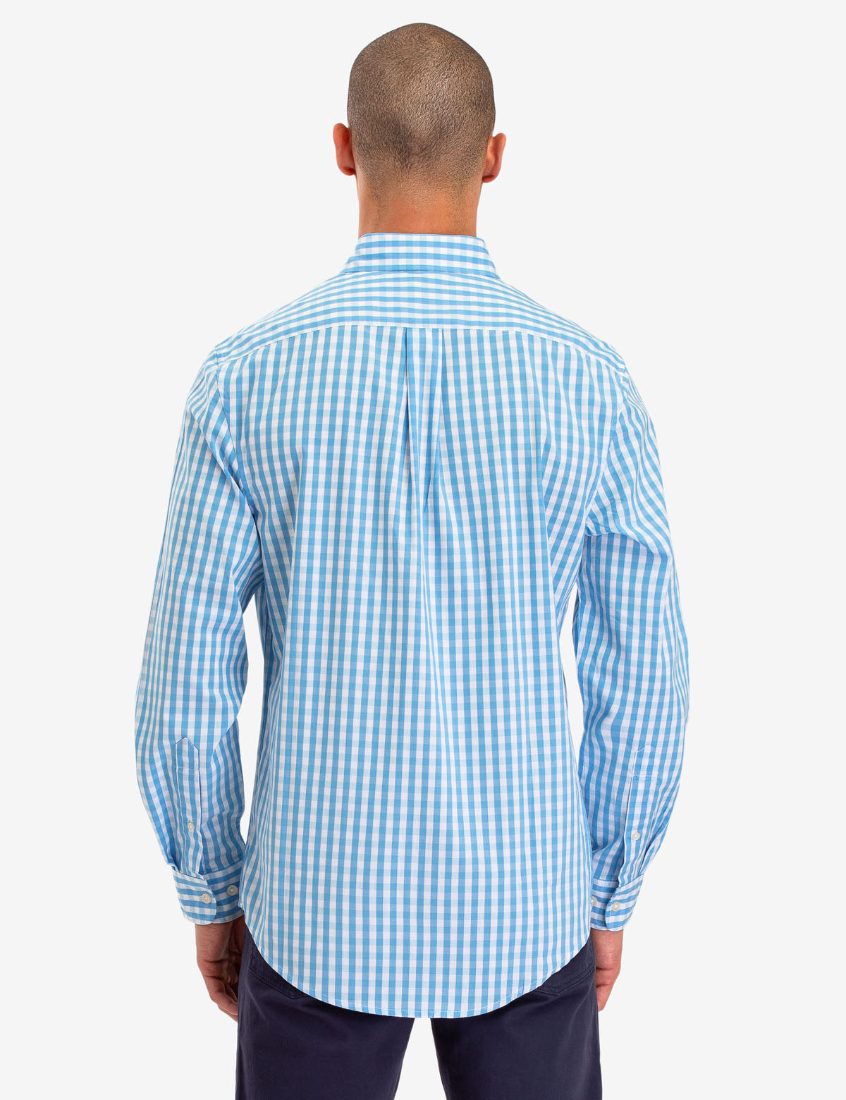 Long Sleeve Gingham Plaid Shirt with Button Front & Patch Pocket