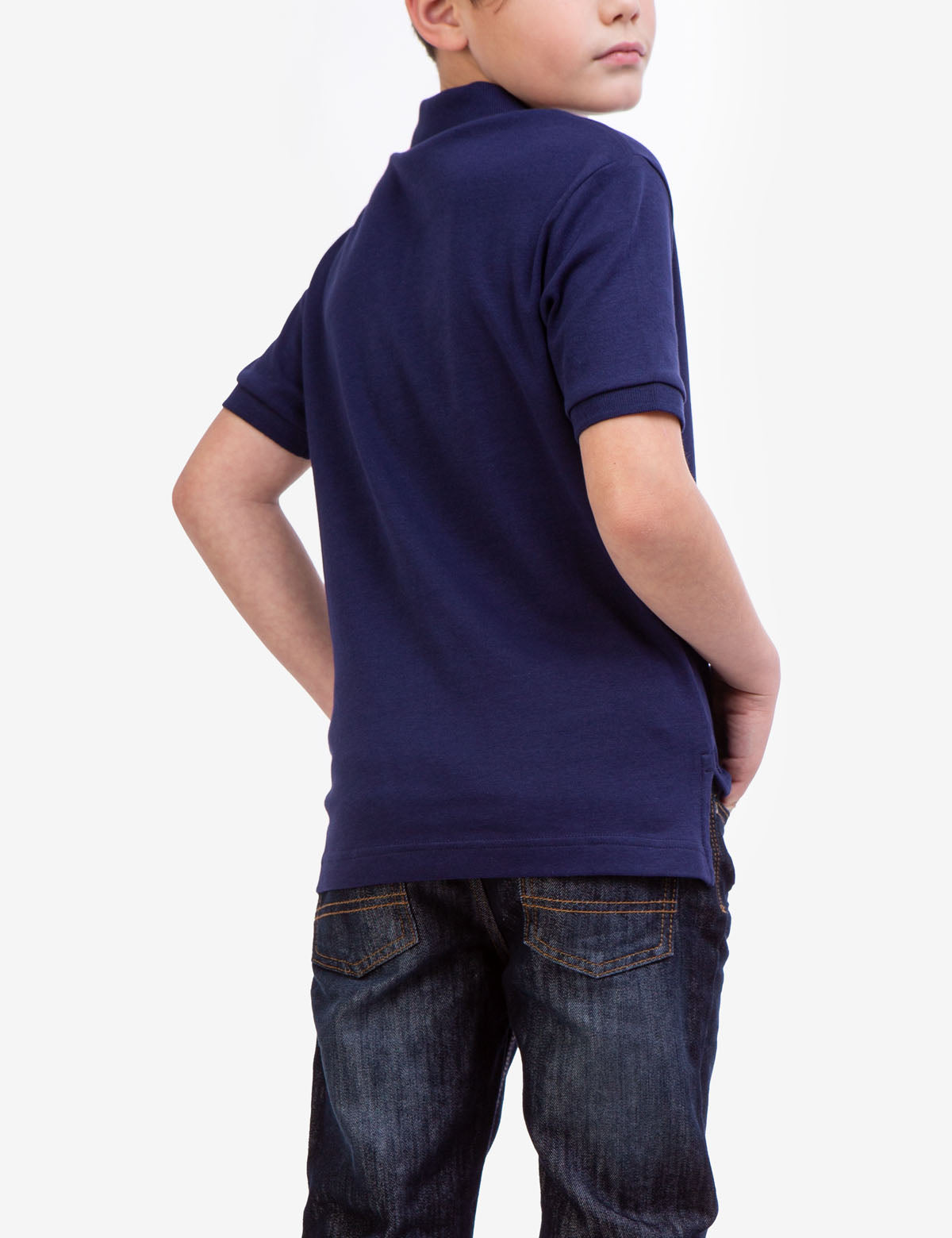 Boys' Solid Interlock Polo Shirt with Collar & Rib Knit Cuffs | Classic Fit