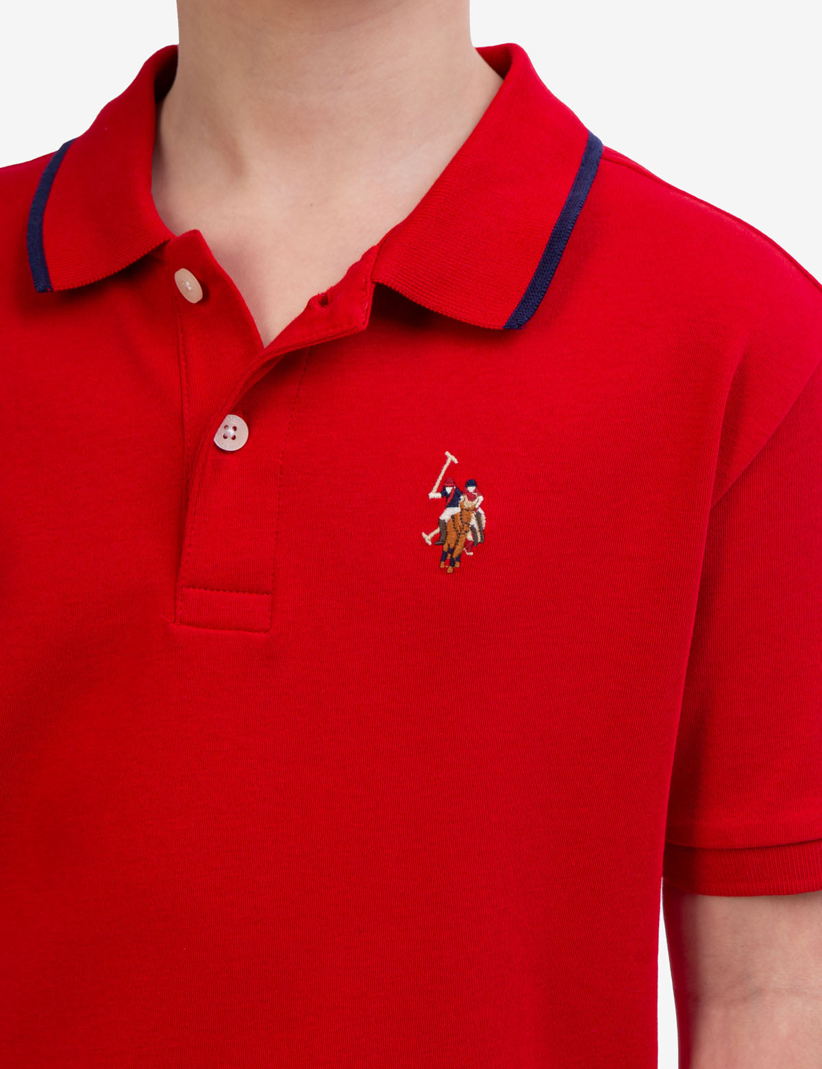 Boys' Solid Interlock Polo Shirt with Collar & Rib Knit Cuffs | Classic Fit