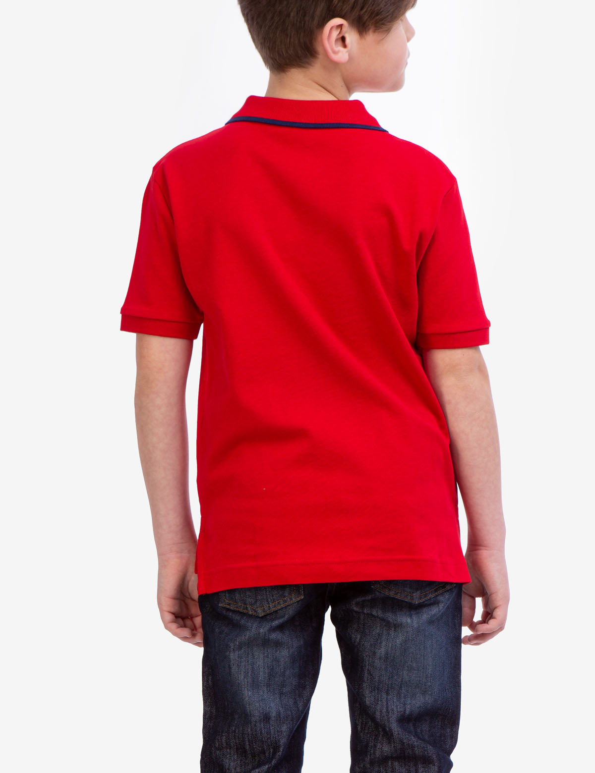 Boys' Solid Interlock Polo Shirt with Collar & Rib Knit Cuffs | Classic Fit