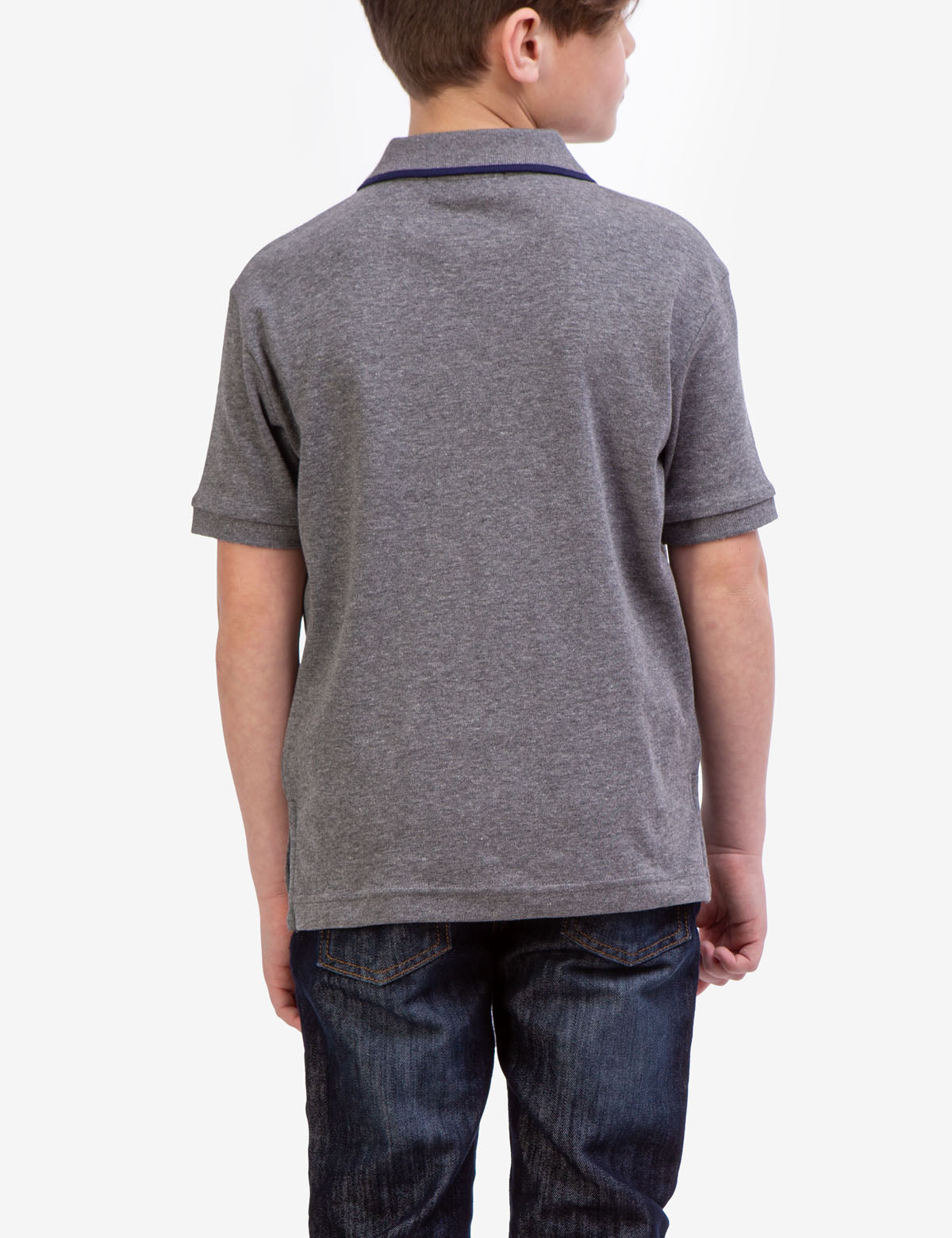 Boys' Solid Interlock Polo Shirt with Collar & Rib Knit Cuffs | Classic Fit