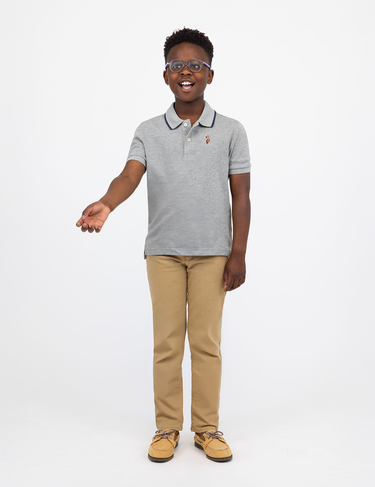 Boys' Solid Interlock Polo Shirt with Collar & Rib Knit Cuffs | Classic Fit