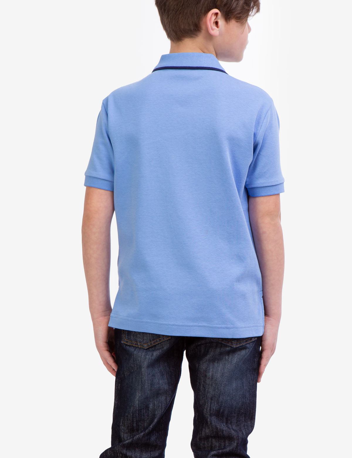 Boys' Solid Interlock Polo Shirt with Collar & Rib Knit Cuffs | Classic Fit