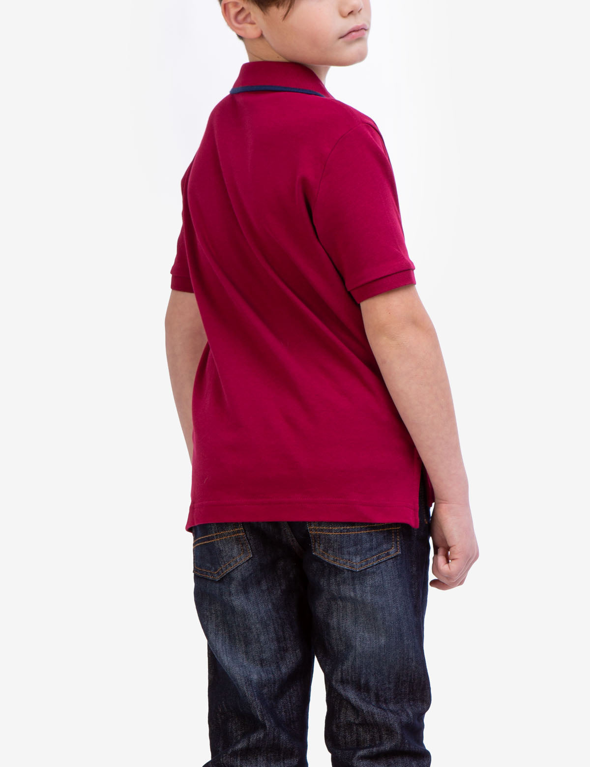 Boys' Solid Interlock Polo Shirt with Collar & Rib Knit Cuffs | Classic Fit