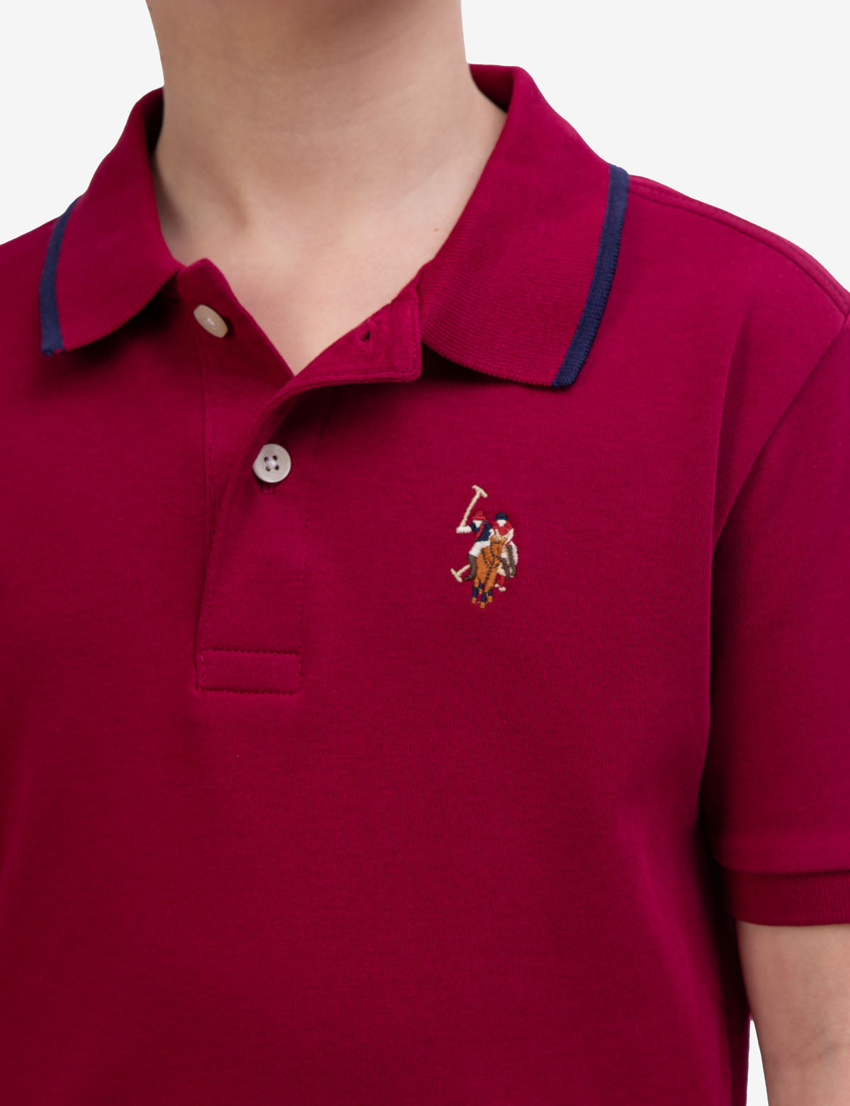 Boys' Solid Interlock Polo Shirt with Collar & Rib Knit Cuffs | Classic Fit
