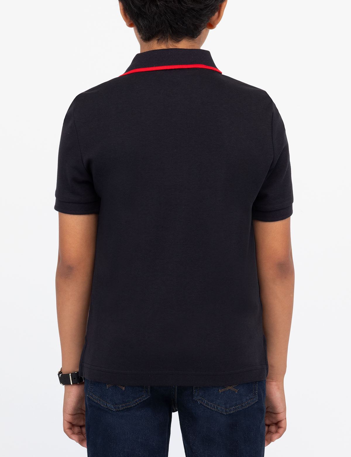 Boys' Solid Interlock Polo Shirt with Collar & Rib Knit Cuffs | Classic Fit
