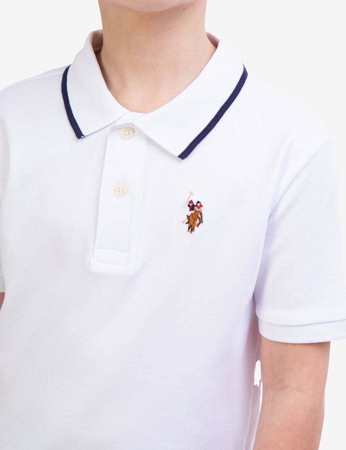 Boys' Solid Interlock Polo Shirt with Collar & Rib Knit Cuffs | Classic Fit