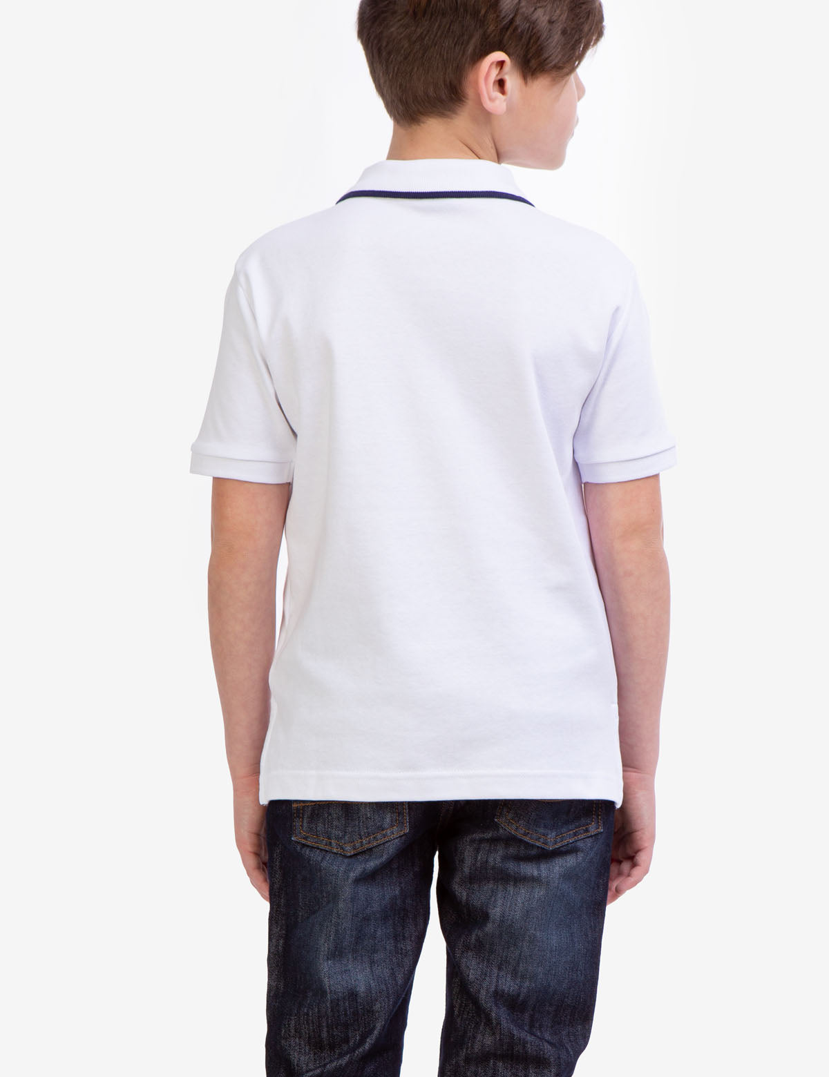 Boys' Solid Interlock Polo Shirt with Collar & Rib Knit Cuffs | Classic Fit