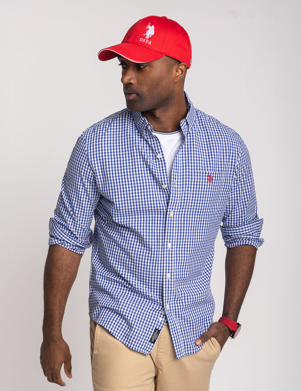 Long Sleeve Gingham Shirt in Yarn-Dye Poplin | Casual Button-Up