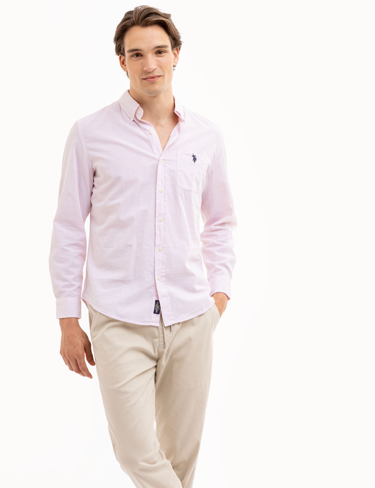 Long Sleeve Heather Poplin Shirt - Woven Casual Wear