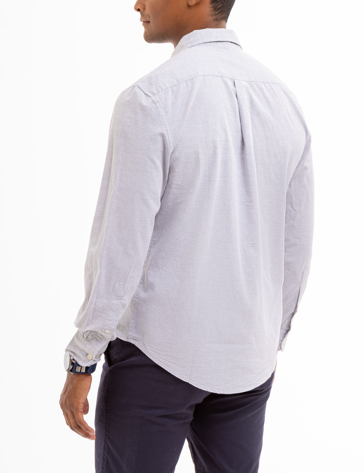 Long Sleeve Heather Poplin Shirt - Woven Casual Wear