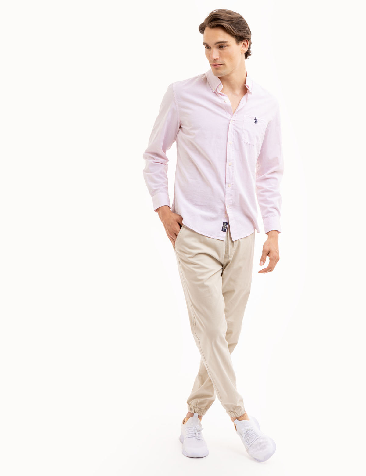Long Sleeve Heather Poplin Shirt - Woven Casual Wear