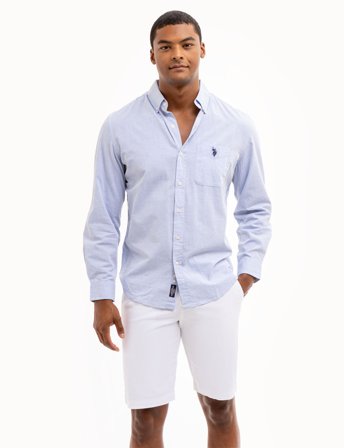 Long Sleeve Heather Poplin Shirt - Woven Casual Wear