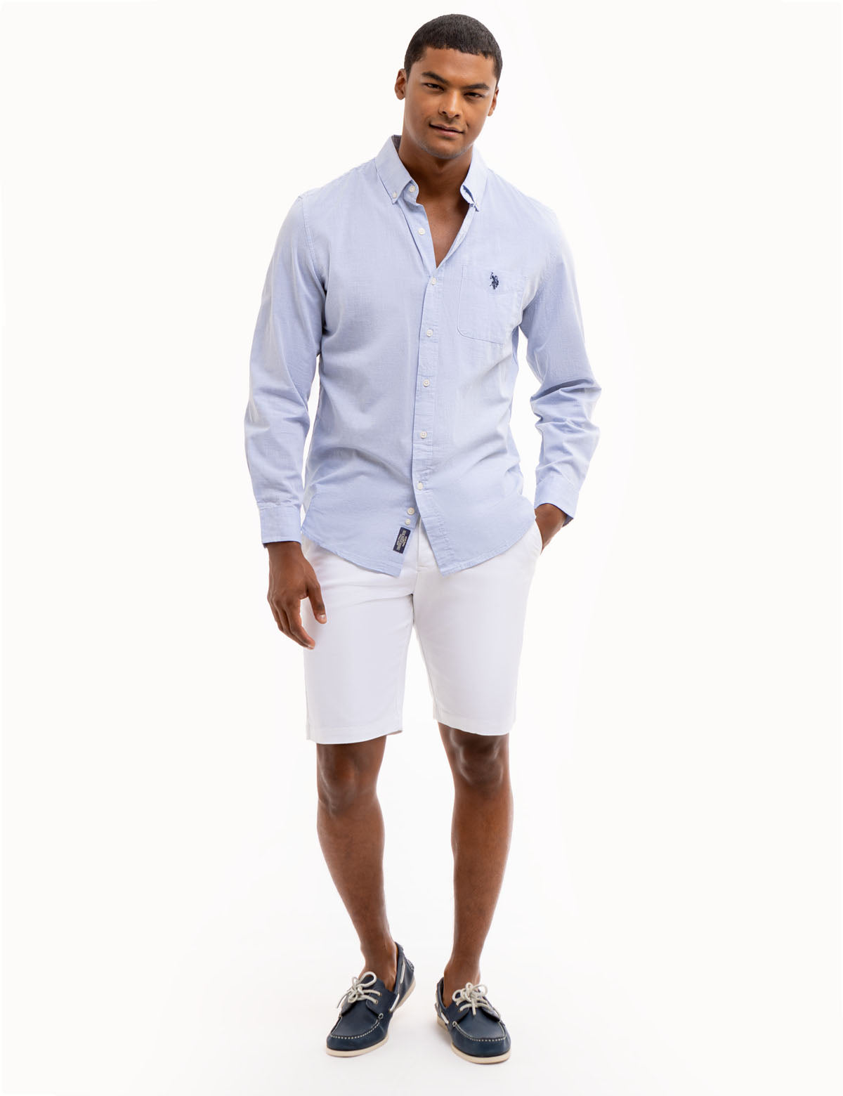 Long Sleeve Heather Poplin Shirt - Woven Casual Wear