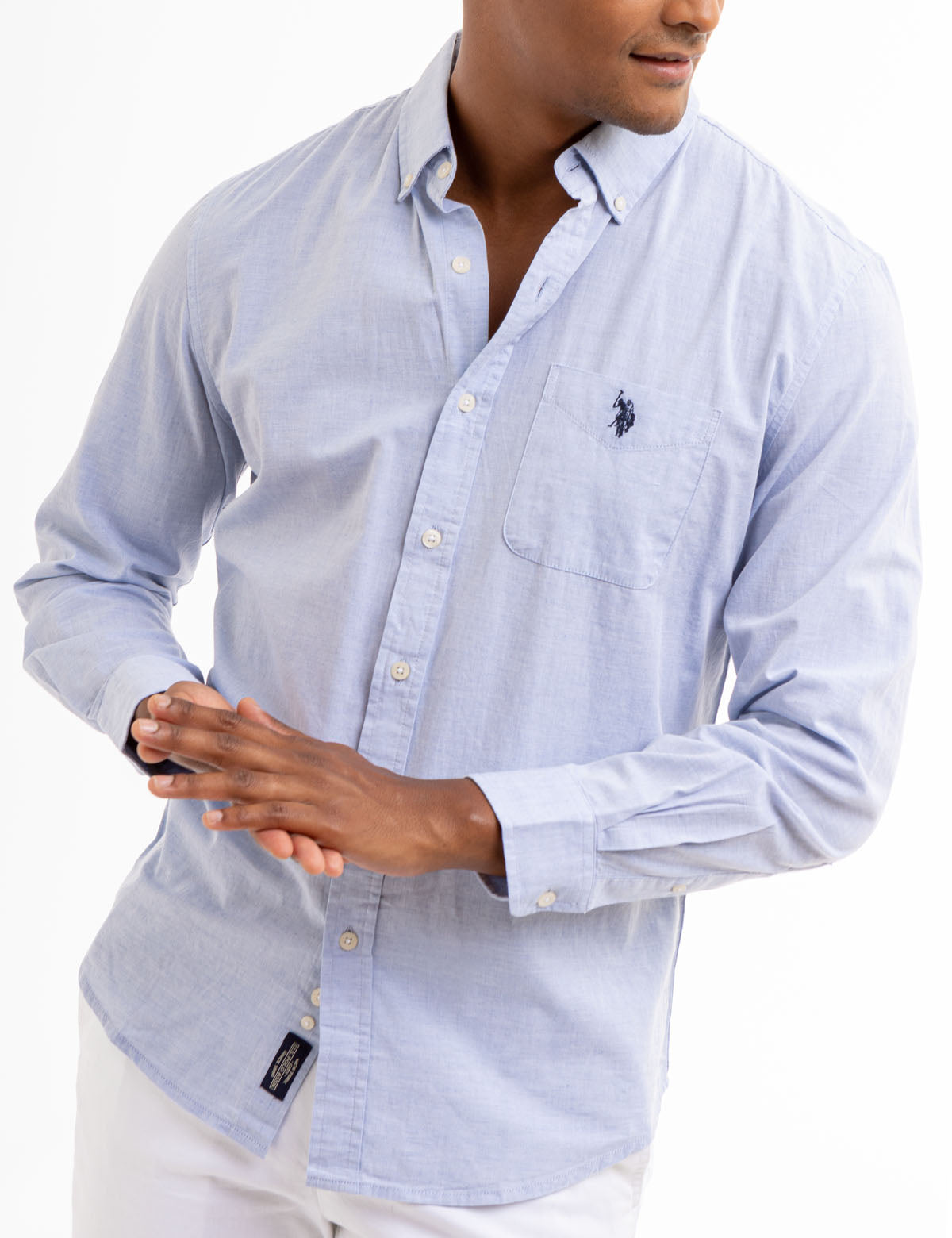 Long Sleeve Heather Poplin Shirt - Woven Casual Wear