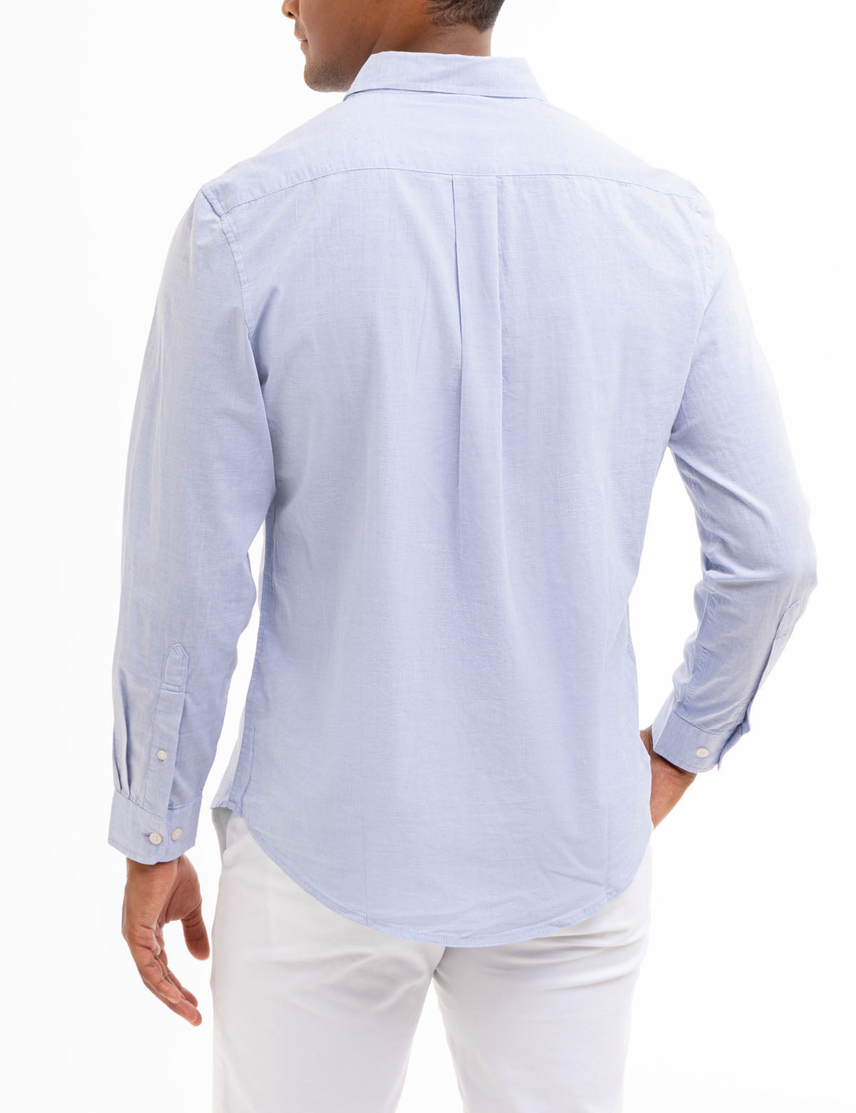 Long Sleeve Heather Poplin Shirt - Woven Casual Wear